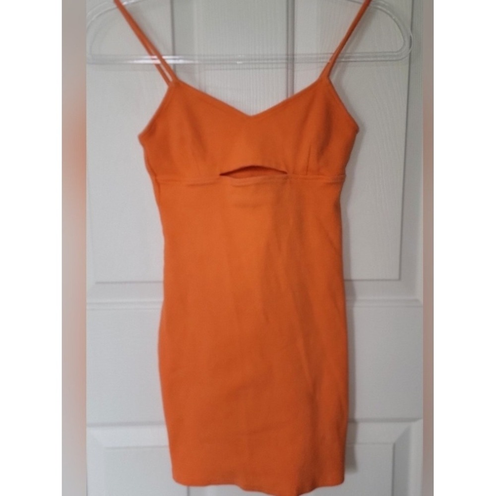 BB Dakota Steve Madden Tangerine Bodycon Ribbed Cutout Mini Dress Orange XS - Picture 6 of 7